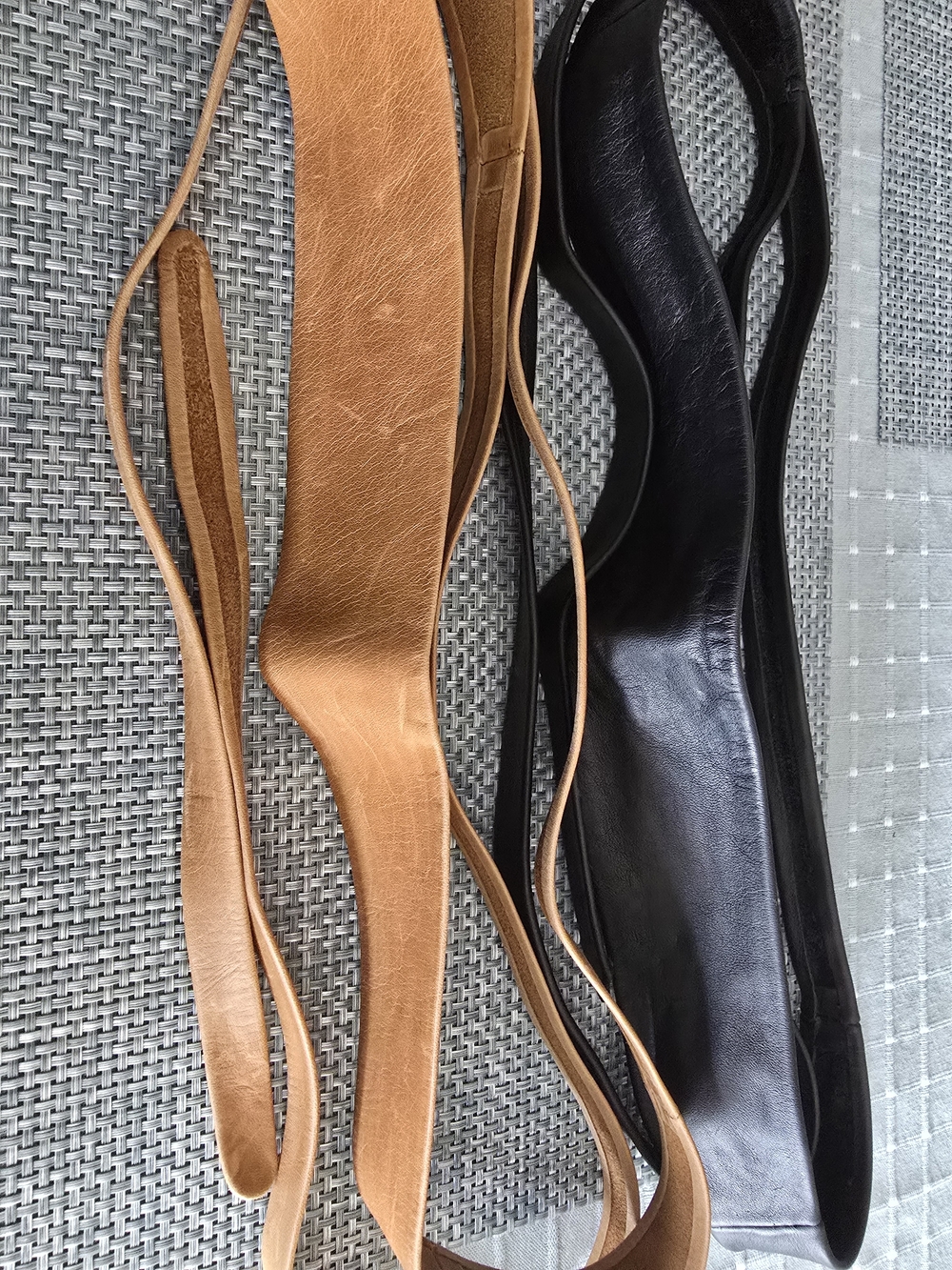 Women’s Leather Wrap Belts — Black and Tan